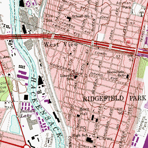 Topographic Map of Ridgefield Park Fire Department Hose Company 3, NJ