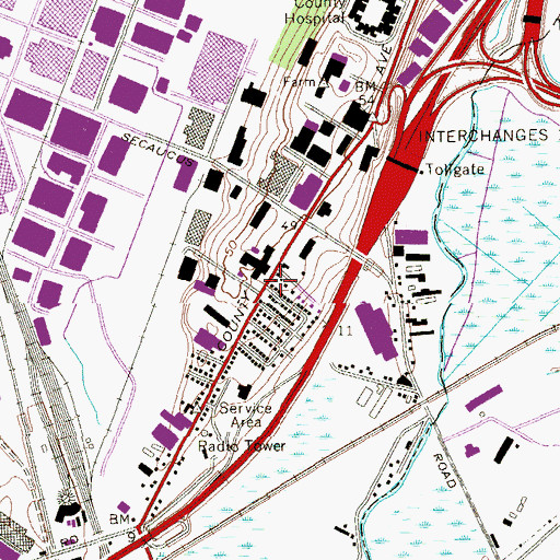 Topographic Map of Secaucus Fire Department Washington Hook and Ladder Company 1, NJ
