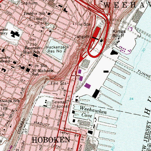 Topographic Map of North Hudson Regional Fire and Rescue Engine 3, NJ