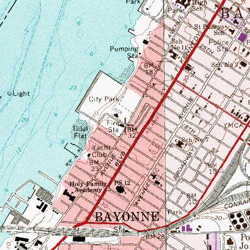 Topographic Map of Bayonne Fire Department Station 4, NJ