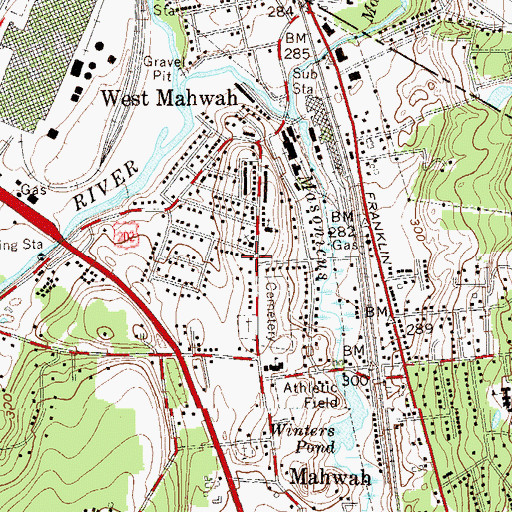 Topographic Map of Mahwah Fire Department Company 2, NJ