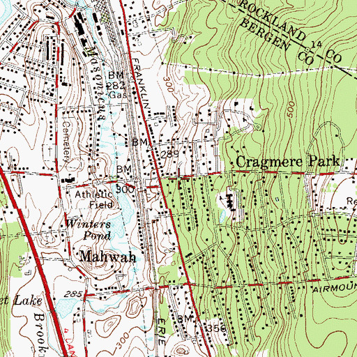 Topographic Map of Mahwah Fire Department Company 1, NJ