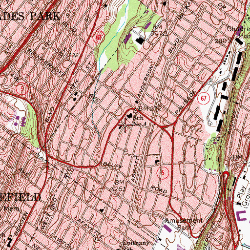 Topographic Map of Fort Lee Fire Department Company 4, NJ