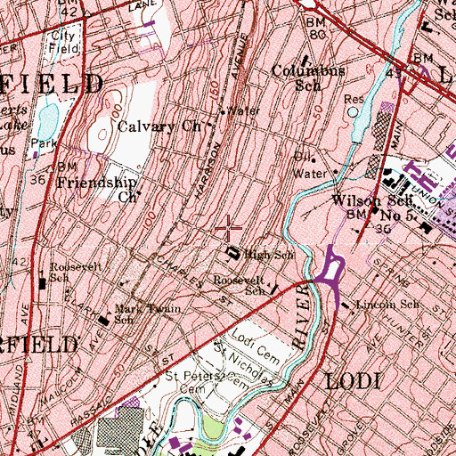 Topographic Map of Lodi Fire Department Fire Company 1, NJ
