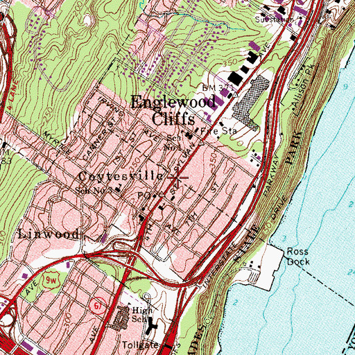Topographic Map of Fort Lee Fire Department Company 2, NJ