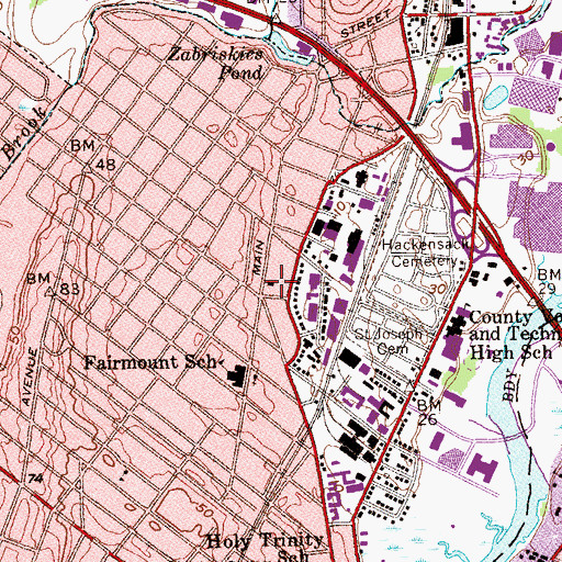 Topographic Map of Hackensack Fire Department Engine Company 5, NJ