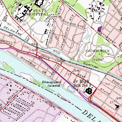 Topographic Map of Trenton Fire and Emergency Services Engine 9, NJ