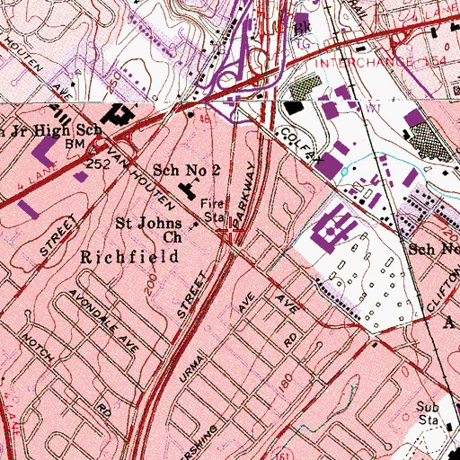 Topographic Map of Clifton Fire Department Station 6, NJ