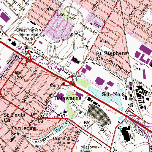 Topographic Map of Clifton Fire Department Station 4, NJ