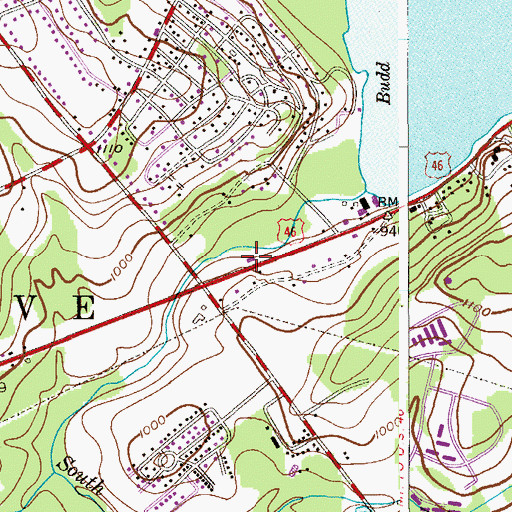 Topographic Map of Budd Lake Volunteer Fire Department, NJ