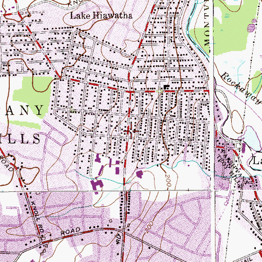 Topographic Map of Lake Hiawatha Volunteer Fire Department, NJ
