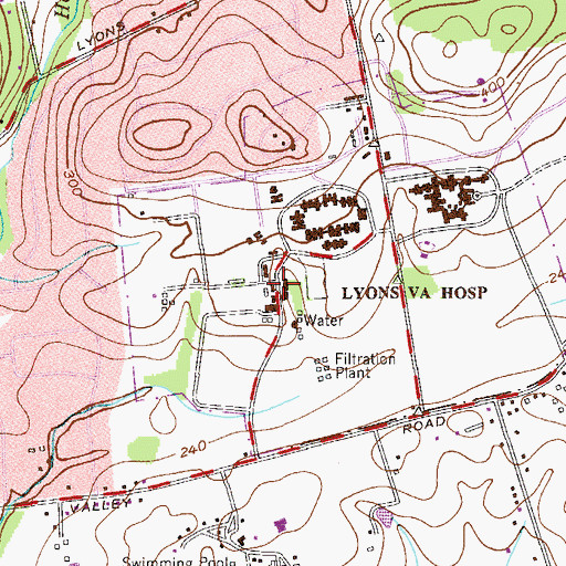 Topographic Map of Lyons Fire Department, NJ