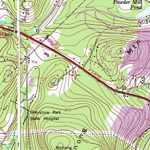 Topographic Map of Mount Tabor Fire Department Powder Mill Firehouse, NJ