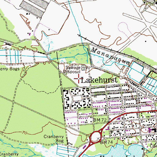 Topographic Map of Lakehurst Fire Department, NJ