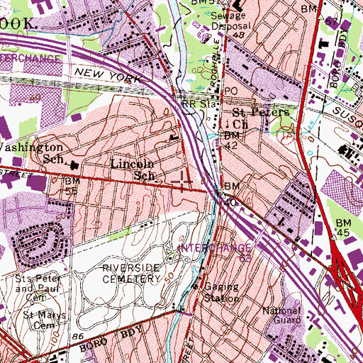 Topographic Map of Saddle Brook Volunteer Fire Department Hook and Ladder Company 1, NJ