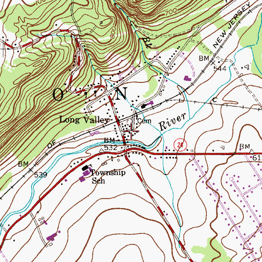 Topographic Map of Long Valley Fire Company, NJ