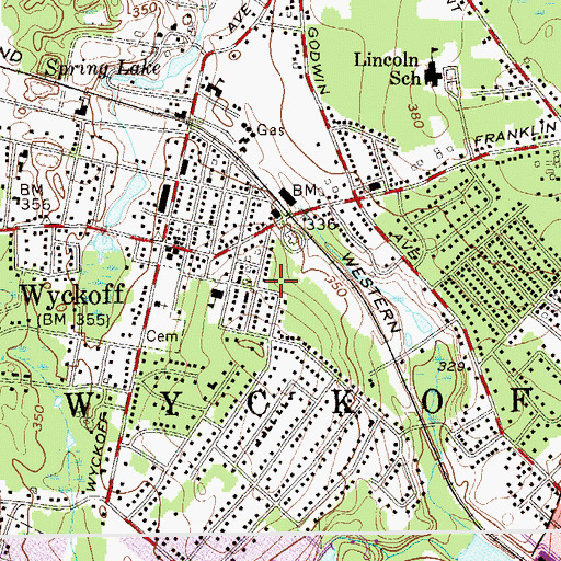 Topographic Map of Wyckoff Volunteer Ambulance Corps, NJ