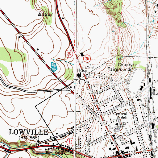 Topographic Map of Lewis County General Hospital, NY
