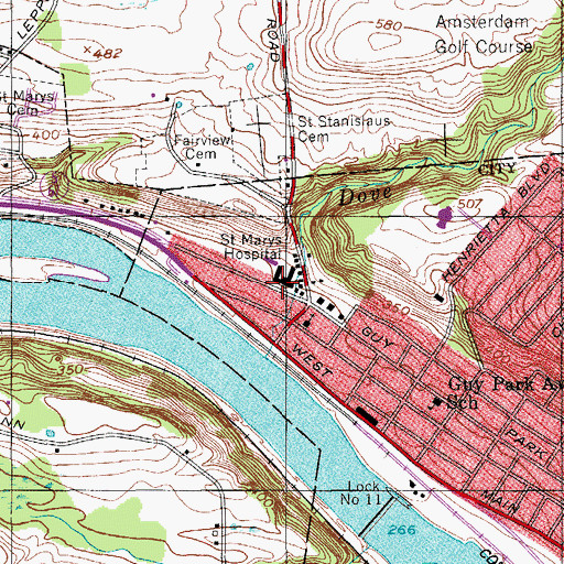 Topographic Map of Saint Mary's Hospital, NY