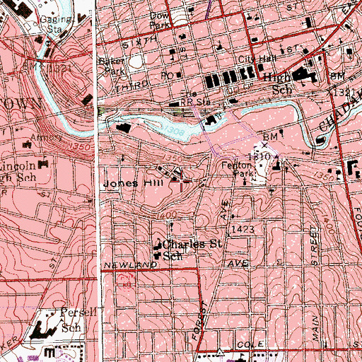 Topographic Map of Jones Memorial Health Center, NY