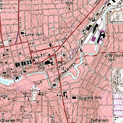 Topographic Map of Anderson Tower and Manor Assisted Living Facility, NY