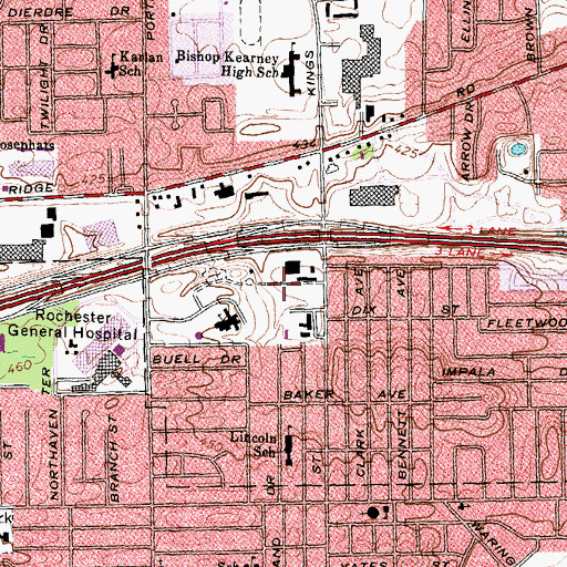 Topographic Map of Chapel Oaks, NY