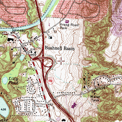 Topographic Map of Clare Bridge of Perinton, NY