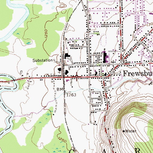 Topographic Map of Frewsburg Rest Home for Adults, NY