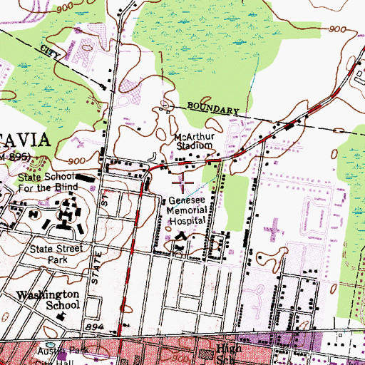 Topographic Map of Genesee County Nursing Home, NY