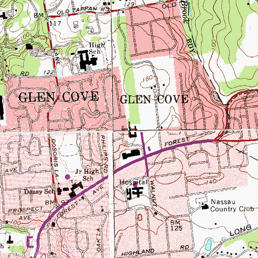 Topographic Map of Glen Cove Center for Nursing and Rehabilitation, NY