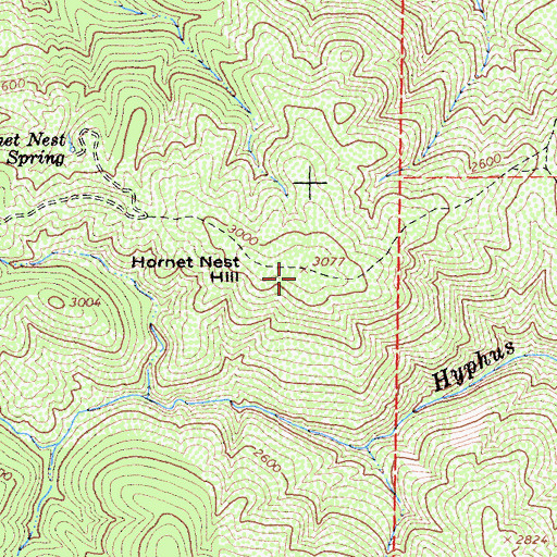 Topographic Map of Hornet Nest Hill, CA