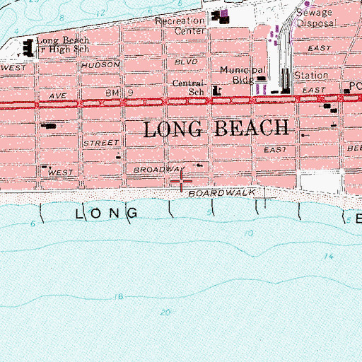 Topographic Map of Hoffmann Manor of Long Beach Assisted Living Facility, NY