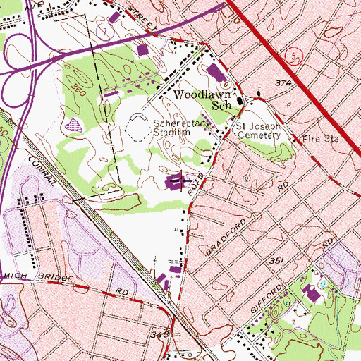 Topographic Map of Kingsway Arms Nursing Center, NY