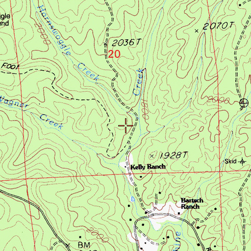 Topographic Map of Hornswoggle Creek, CA