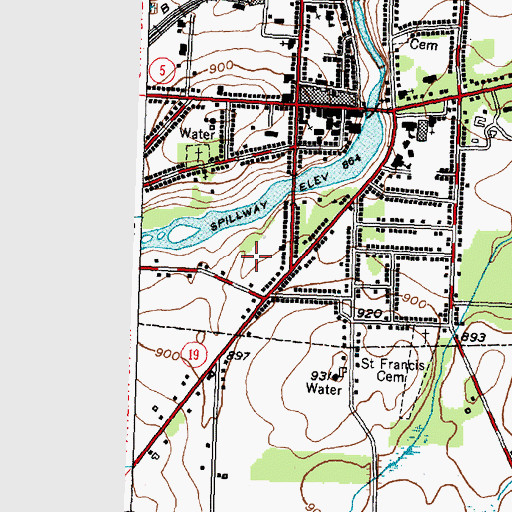 Topographic Map of LeRoy Village Green Residential Health Care Facility, NY