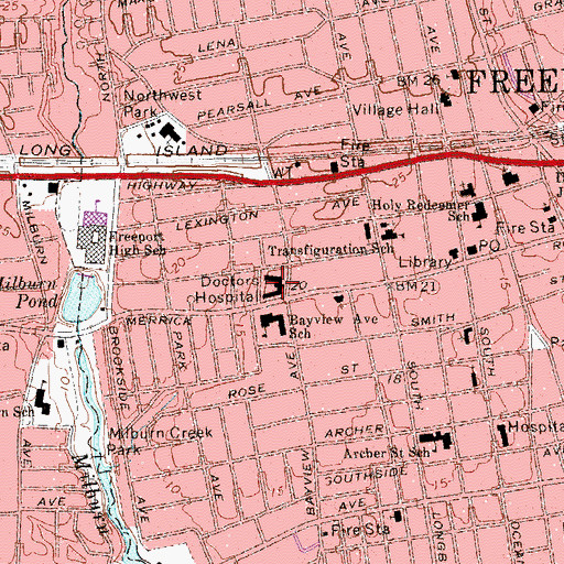 Topographic Map of Meadowbrook Care Center Nursing Home, NY