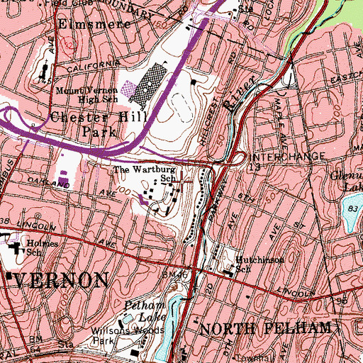 Topographic Map of Meadowview at the Wartburg Adult Care Facility, NY