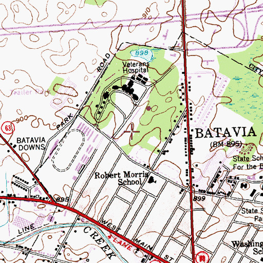 Topographic Map of New York State Veterans Home at Batavia, NY