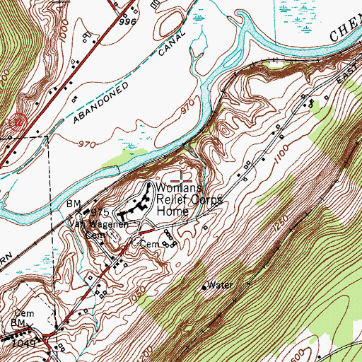 Topographic Map of New York State Veterans Home of Oxford, NY
