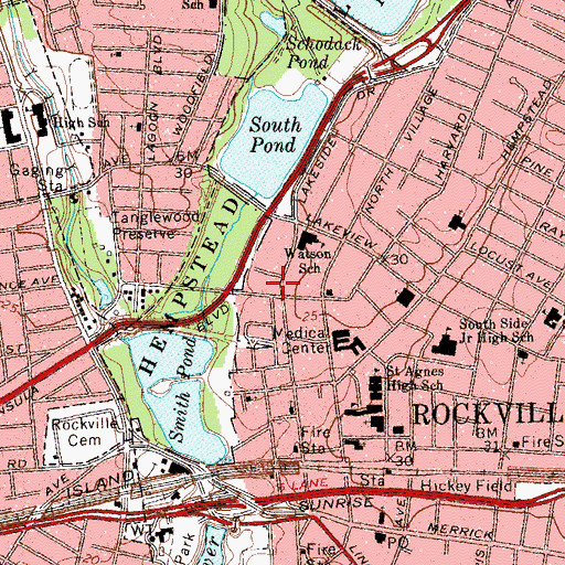 Topographic Map of Rockville Nursing Center, NY