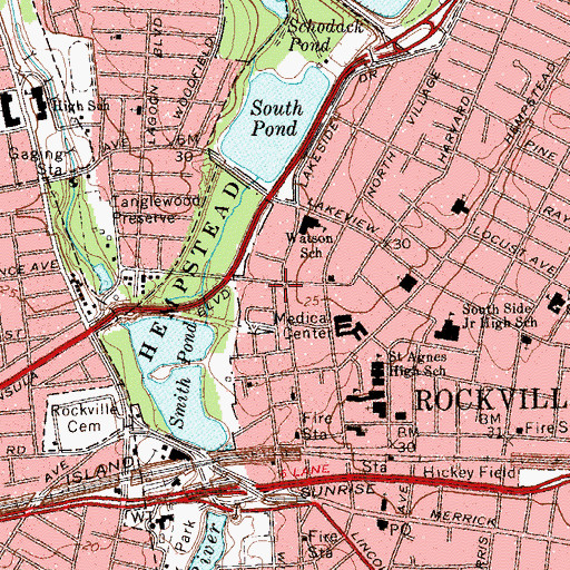 Topographic Map of Rockville Skilled Nursing and Rehabilitation Center, NY