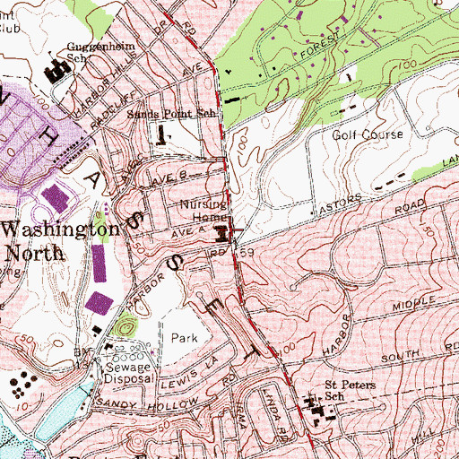 Topographic Map of Sands Point Center for Health and Rehabilitation, NY