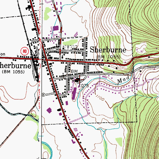 Topographic Map of Sherburne Senior Housing Center, NY