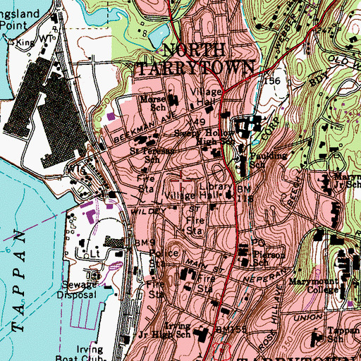 Topographic Map of Tarrytown Hall Care Center, NY