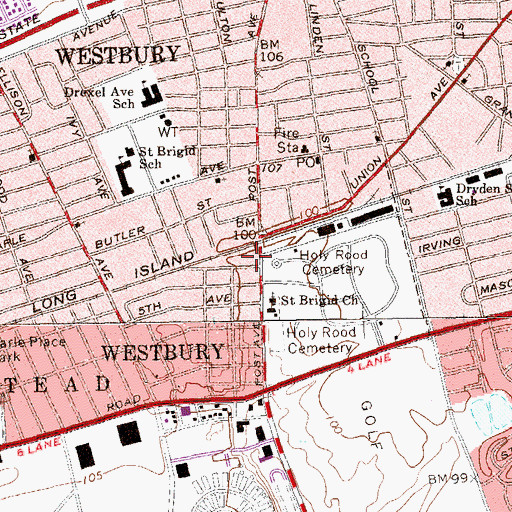 Topographic Map of The Bristal at Westbury Assisted Living Facility, NY