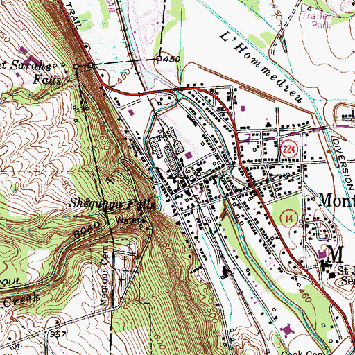 Topographic Map of The Falls Home for Adults, NY