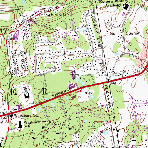 Topographic Map of White Oaks Nursing Home, NY