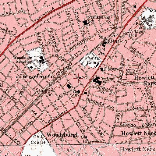 Topographic Map of Woodmere Rehabilitation and Health Care Center, NY