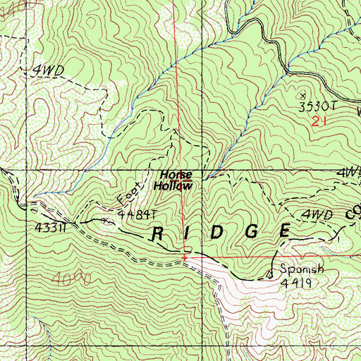 Topographic Map of Horse Hollow, CA