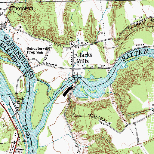 Topographic Map of Batten Kill Bridge, NY